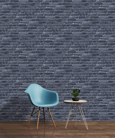 Stone-look wallpaper in dark grey 1350623 Without PVC AS Creation