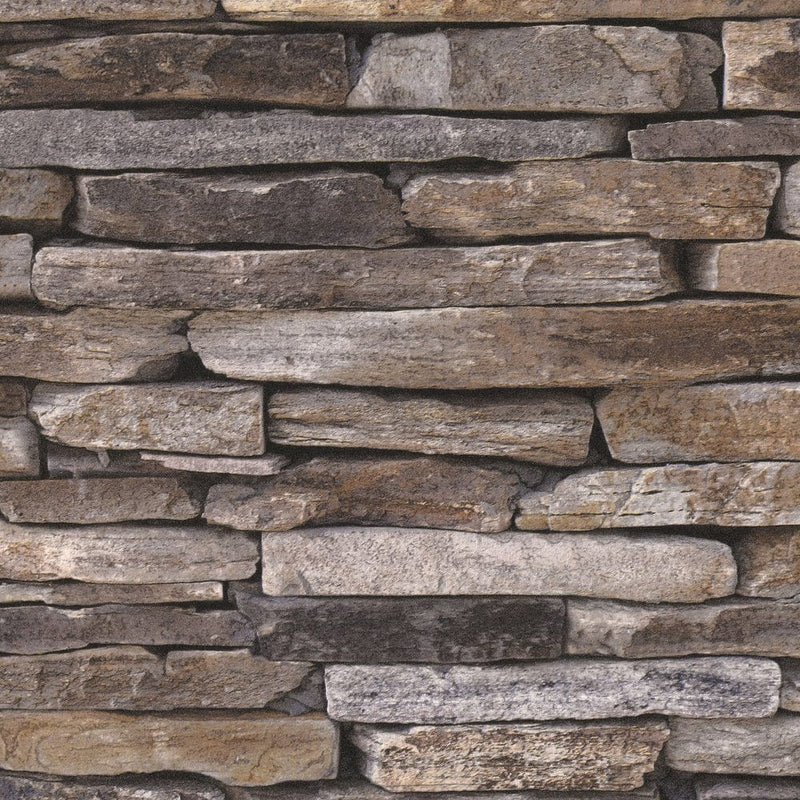 Wallpaper with stone pattern in brown shades, 3371451 AS Creation