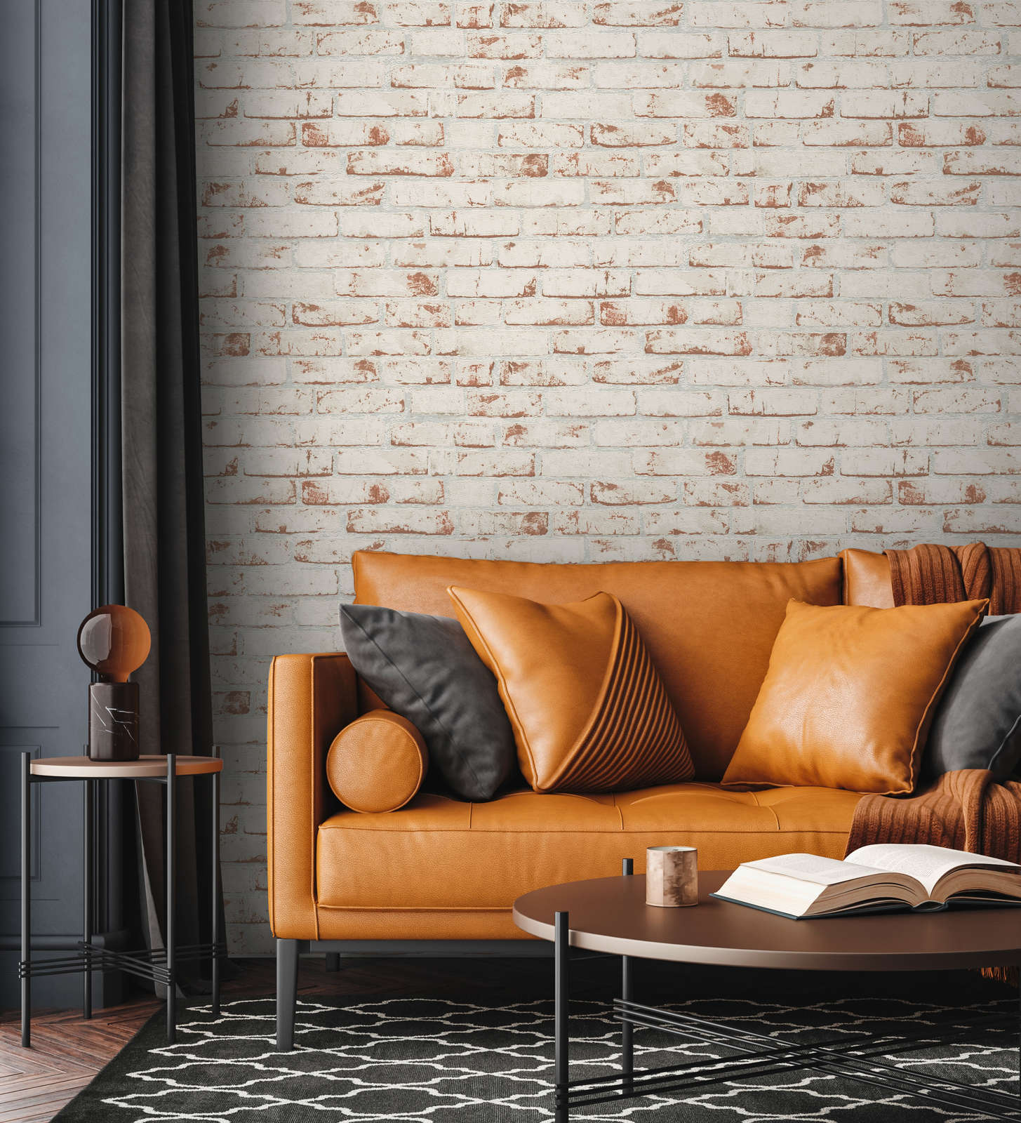 Tapetes ar akmens rakstu - ķieģeļu siena ar 3D efektu,– brūnas, 907813 AS Creation