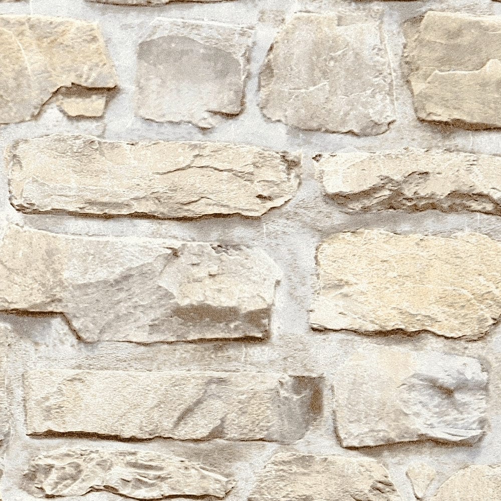 Tapetes ar akmens rakstu siltos toņos, AS Creation - 1306267 AS Creation