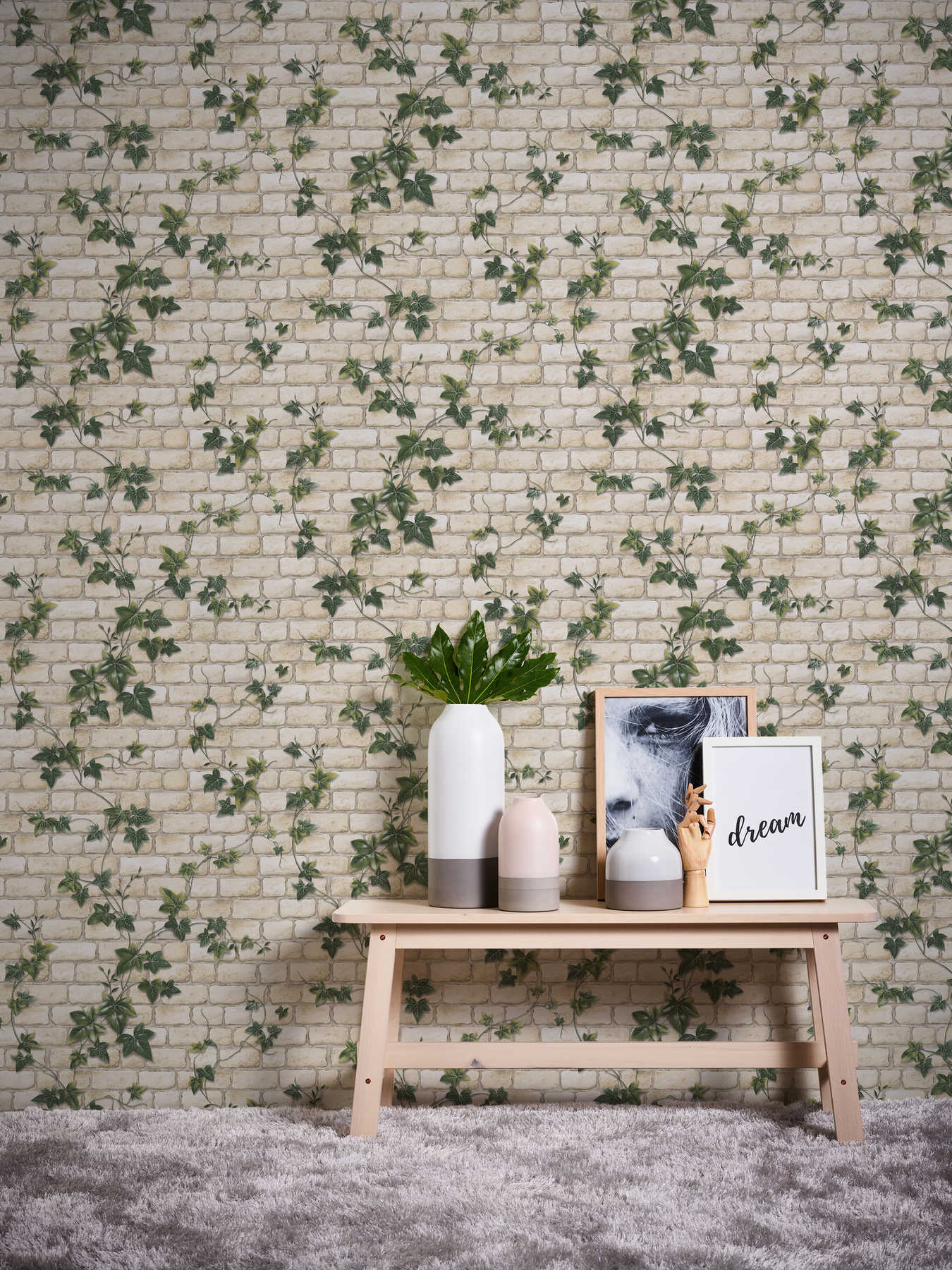 Tapetes ar akmens sienu un efejas rakstu, AS 980434 AS Creation