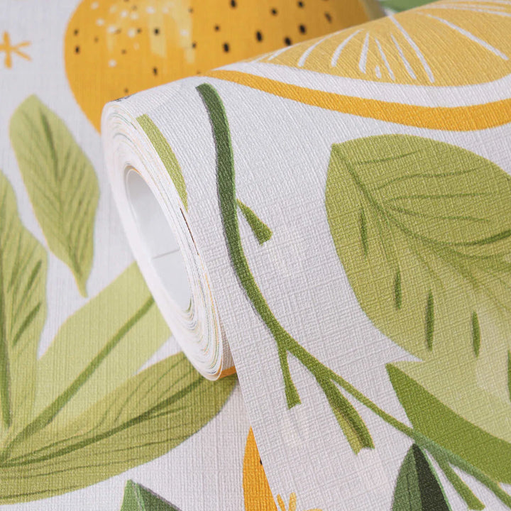 Tapetes ar apelsīniem un lapām - dzeltenas - 3012213 AS Creation