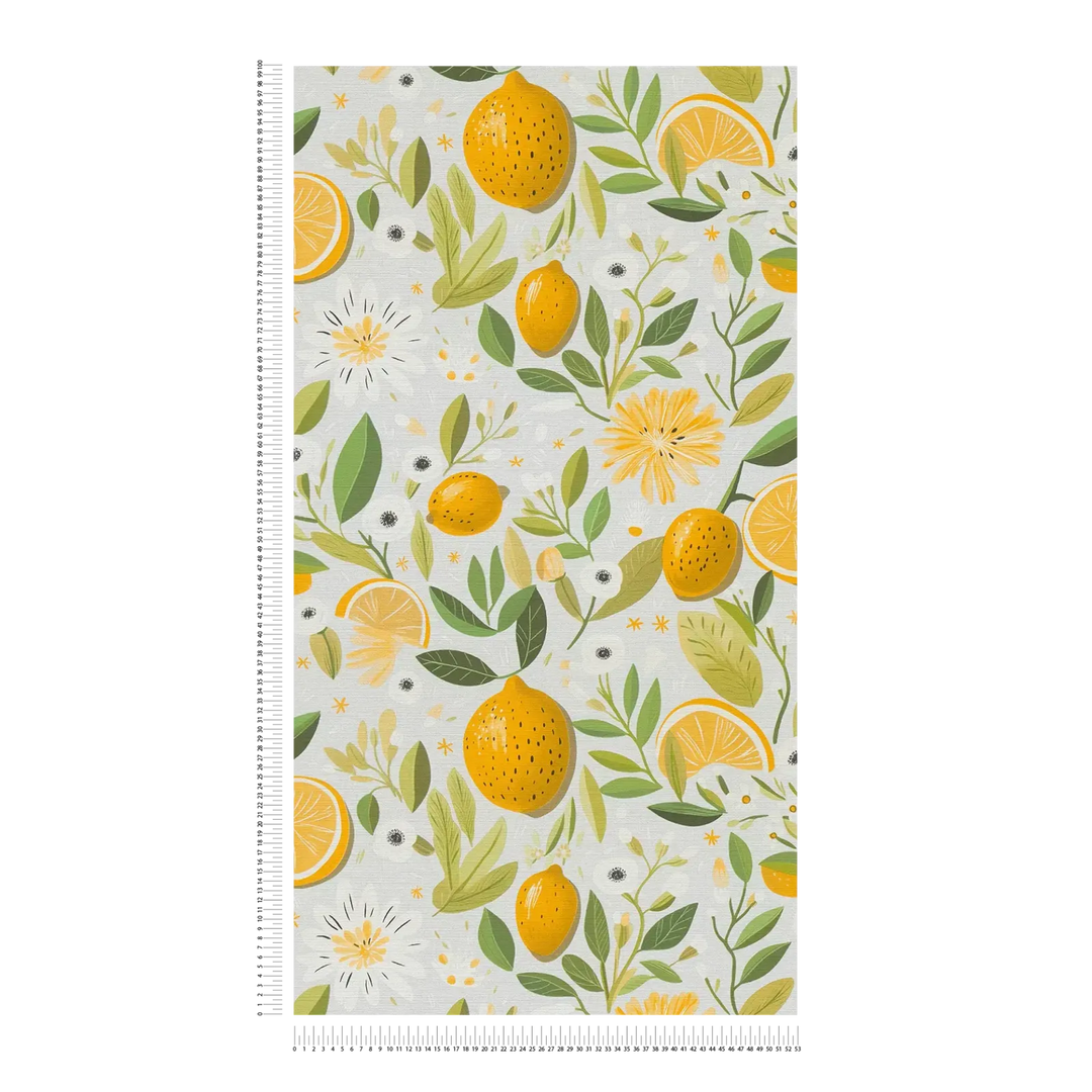 Tapetes ar apelsīniem un lapām - dzeltenas - 3012213 AS Creation