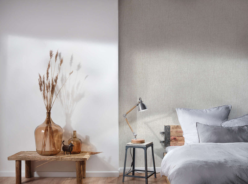 Wallpaper with stucco look in light grey, 1404551 AS Creation