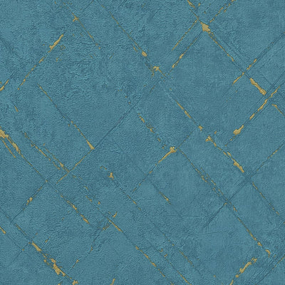 Tapetes ar apmetuma izskatu un metālika efektu - zila, zelta krāsā, 1320257 AS Creation