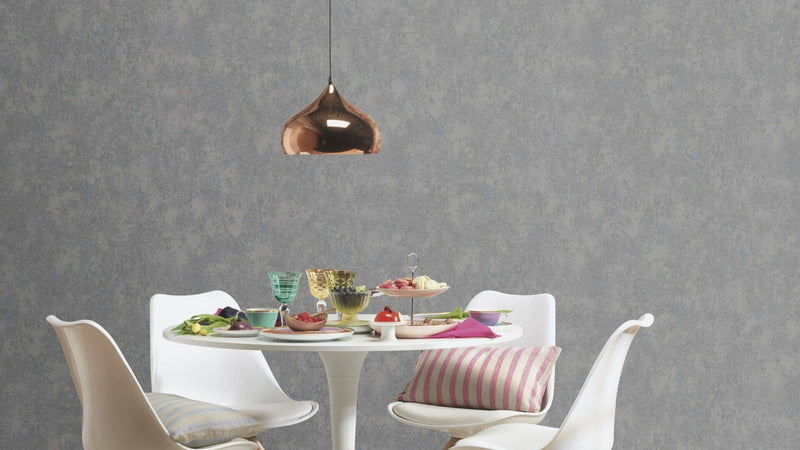 Wallpaper with plaster pattern with glossy accents, dark grey, 1150550 RASCH