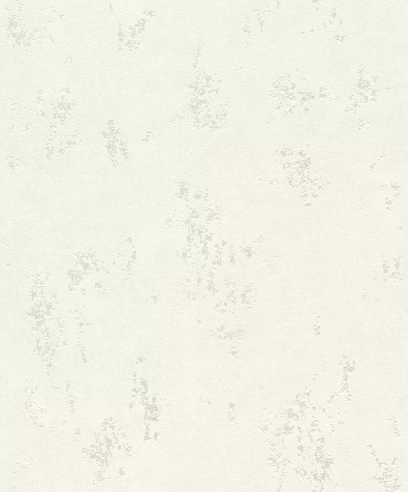 Wallpaper with stucco pattern in white with silver accents, 1150473 RASCH