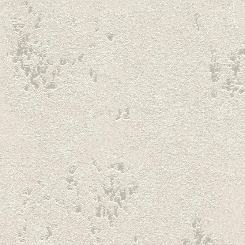 Wallpaper with stucco pattern in cream with silver accents, 1150502 RASCH