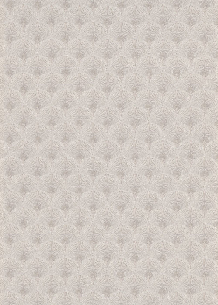 Tapetes ar Art Deco ornamentu: pāvu spalva taupe krāsā, 1034637 Erismann