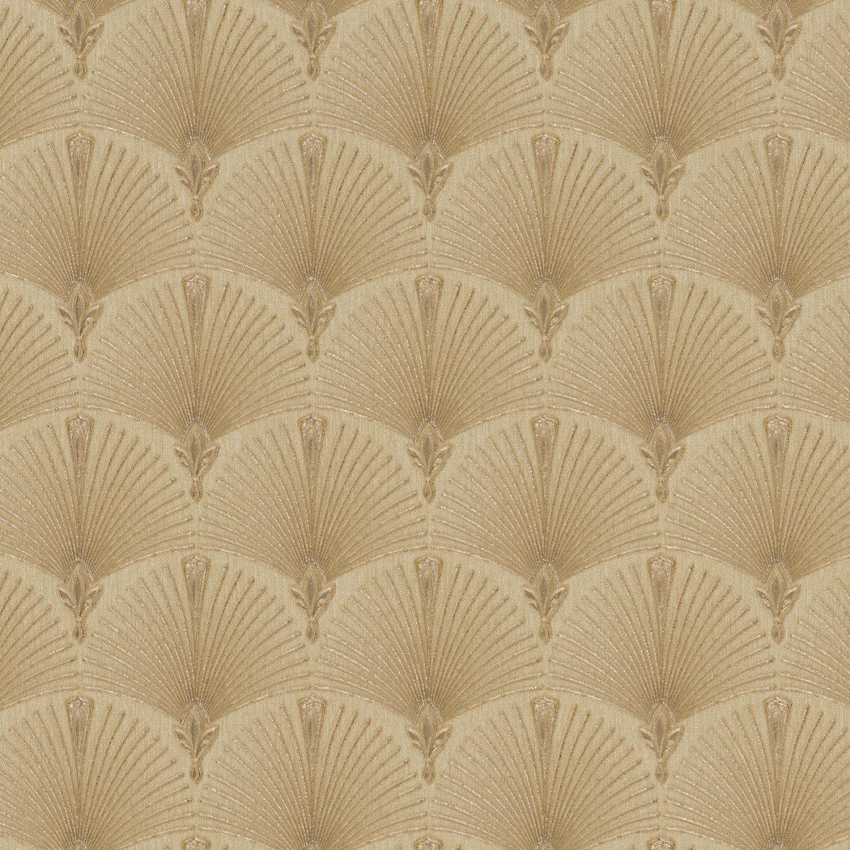 Tapetes ar Art Deco ornamentu: pāvu spalva zeltā krāsā, 1034630 Erismann