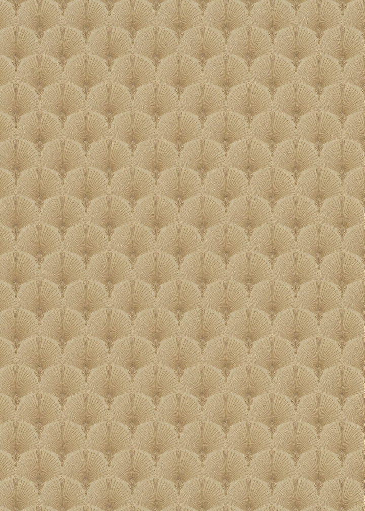 Tapetes ar Art Deco ornamentu: pāvu spalva zeltā krāsā, 1034630 Erismann