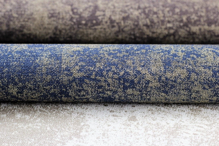 Tapetes ar auduma faktūru ar nelielu spīdumu, zila un zelta - 1442143 RASCH