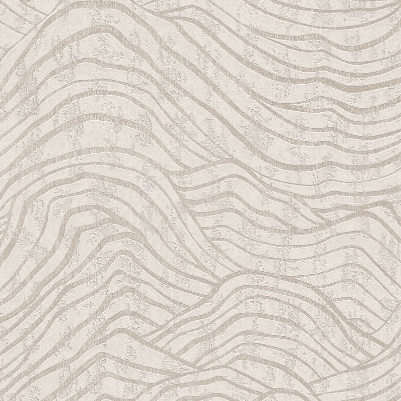 Wallpaper with Asian mountain pattern - beige, gold, grey, 1403477 AS Creation