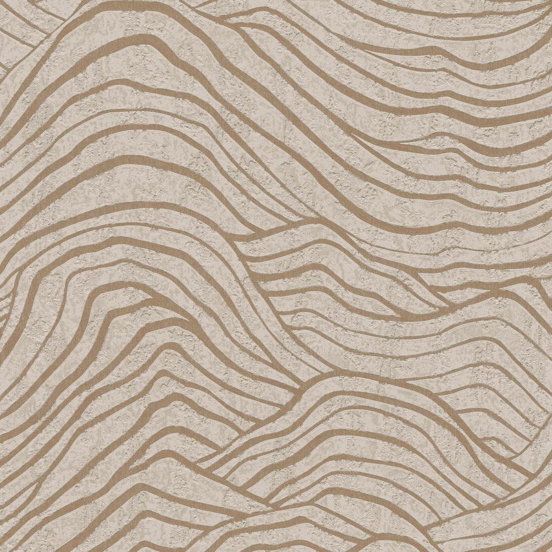 Wallpaper with Asian mountain pattern - beige, gold, grey, 1403477 AS Creation