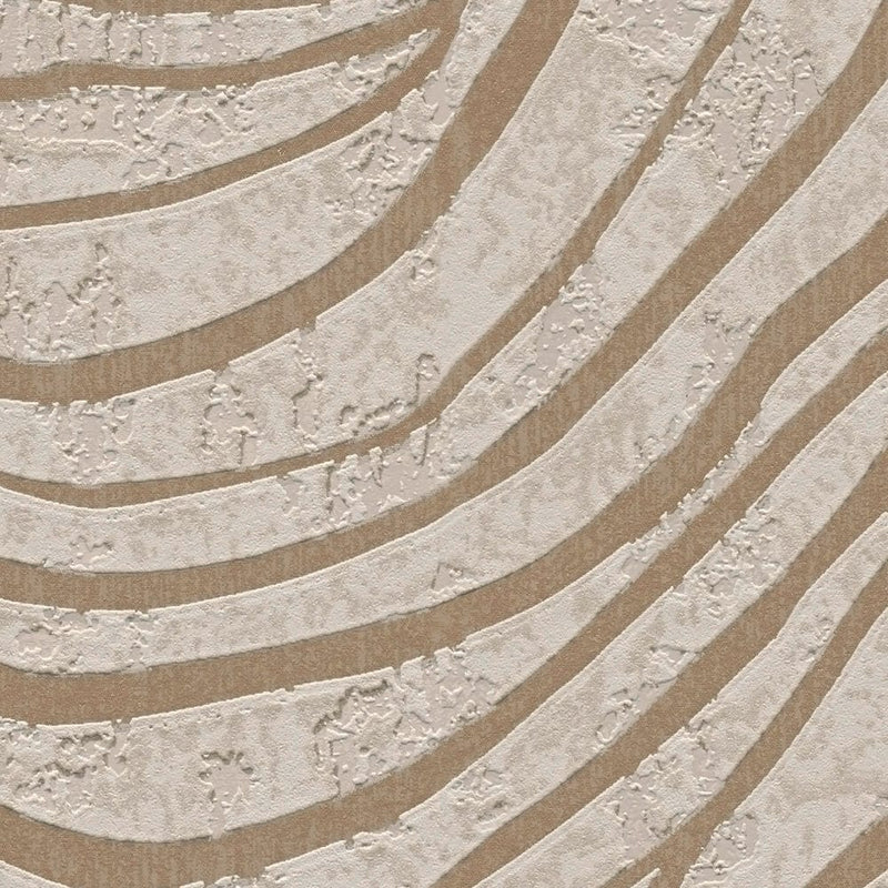 Wallpaper with Asian mountain pattern - beige, gold, grey, 1403477 AS Creation