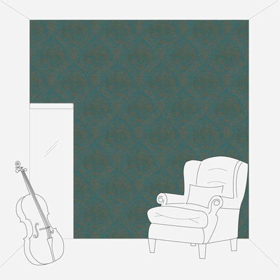 Baroque wallpaper with metallic look in turquoise and gold - 1373724 AS Creation