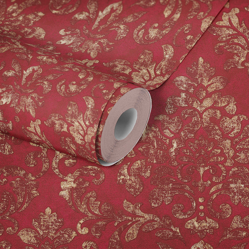 Baroque and vintage wallpaper in red, 1332563 AS Creation