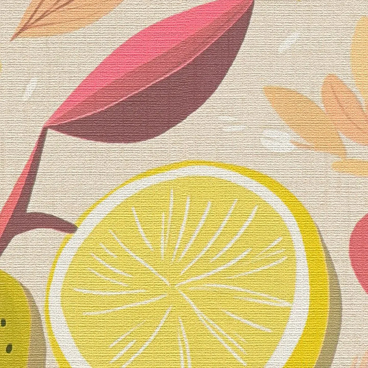 Tapetes ar citroniem un rozā krāsas augiem, matētas - 3012215 AS Creation