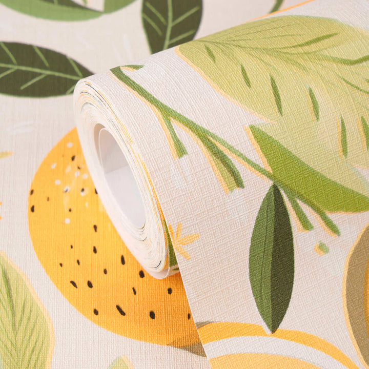 Tapetes ar citrusaugļiem - krēmkrāsa, dzeltena, zaļa - 3012214 AS Creation