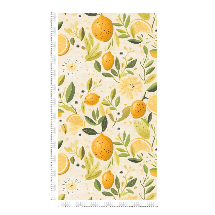 Tapetes ar citrusaugļiem - krēmkrāsa, dzeltena, zaļa - 3012214 AS Creation