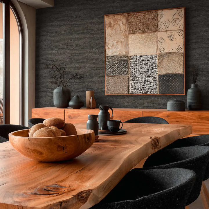 Tapetes ar dabīgā akmens izskatu, teksturētas - melnas - 3012670 AS Creation