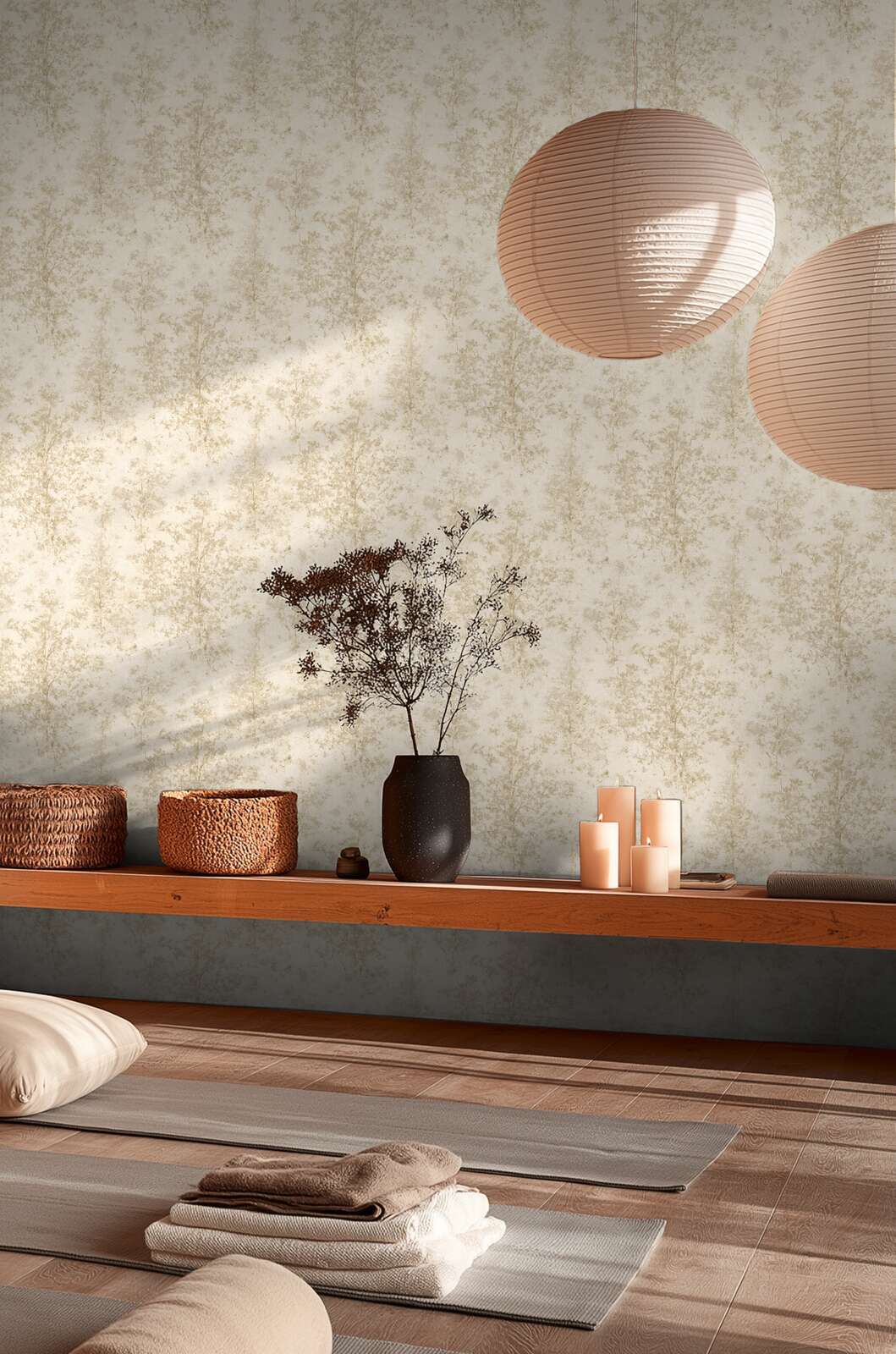 Tapetes ar dabīgu faktūru un abstraktām koku galotnēm – bēša - 3012703 AS Creation