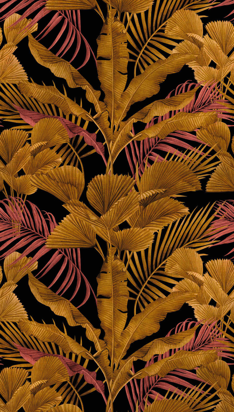 Wallpapers with different jungle leaves - black, gold, pink, 1375255 AS Creation