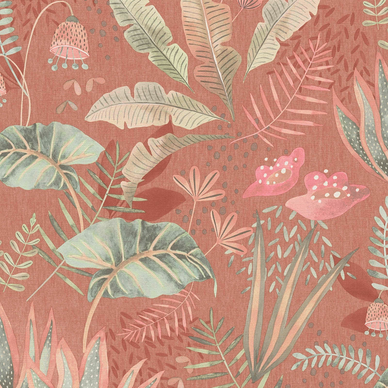 Wallpaper with different leaves: pink, orange, green, 1400411 AS Creation