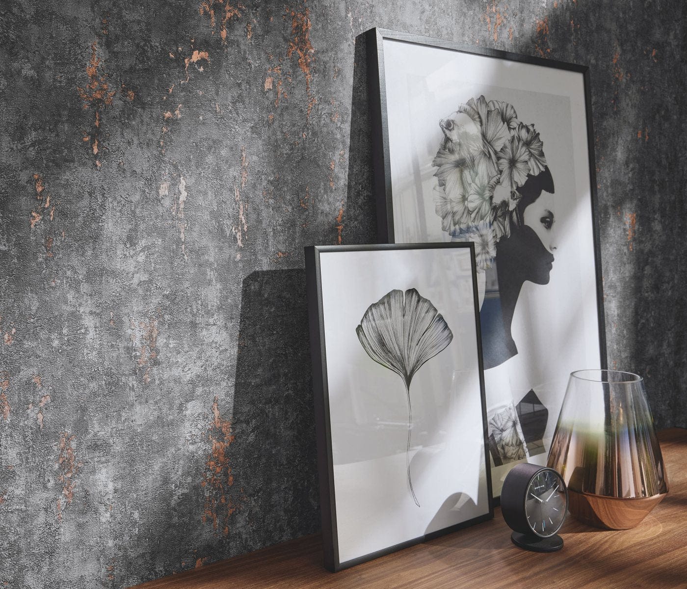 Tapetes kas atgādina koka mizu un atdzisušu lavu, melnā, 1037547 Erismann