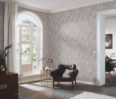 Wallpaper with a design reminiscent of tree bark and cool lava, taupe, 3752342 Erismann