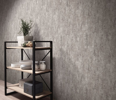 Wallpaper with a design reminiscent of tree bark and cool lava, taupe, 3752342 Erismann