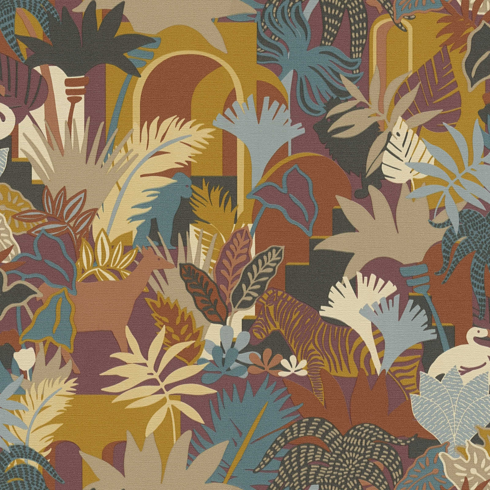 Tapetes ar dzīvniekiem džungļu stilā - daudzkrāsainas - 1373461 AS Creation