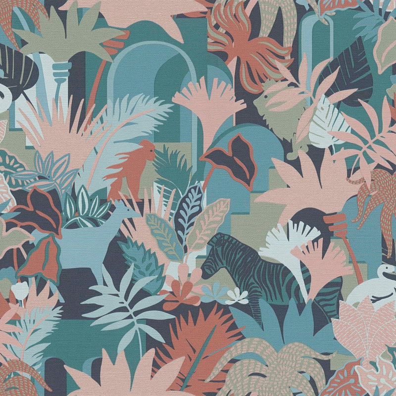 Jungle wallpaper with animals - multicoloured, 1373463 AS Creation