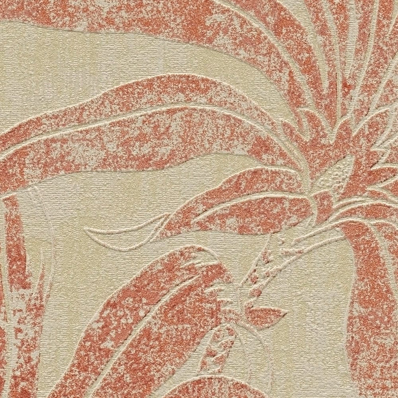 Tapetes ar džungļu lapām: bēša, oranža, 1403405 AS Creation