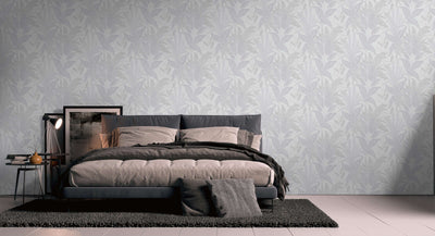 Wallpaper with jungle leaves - lightly textured pattern - grey, 1406375 AS Creation