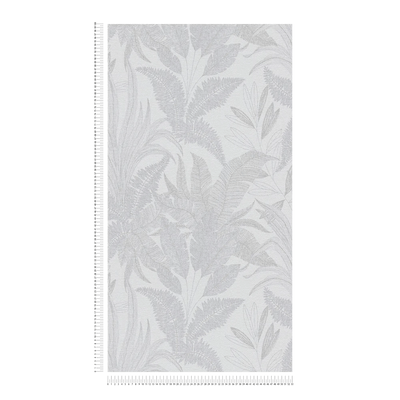 Wallpaper with jungle leaves - lightly textured pattern - grey, 1406375 AS Creation