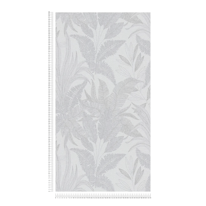 Tapetes ar džungļu lapām - viegli teksturēts raksts - pelēkas krāsas, 1406375 AS Creation