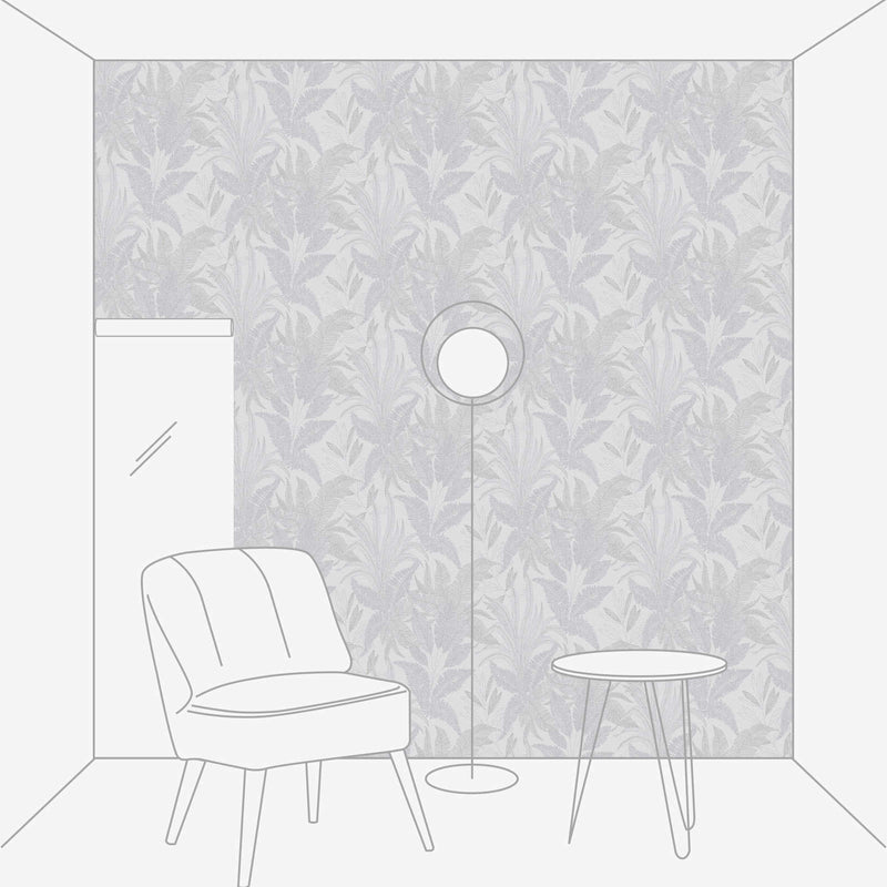 Wallpaper with jungle leaves - lightly textured pattern - grey, 1406375 AS Creation