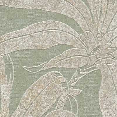 Jungle leaves wallpaper: green, gold, silver, 1403404 AS Creation