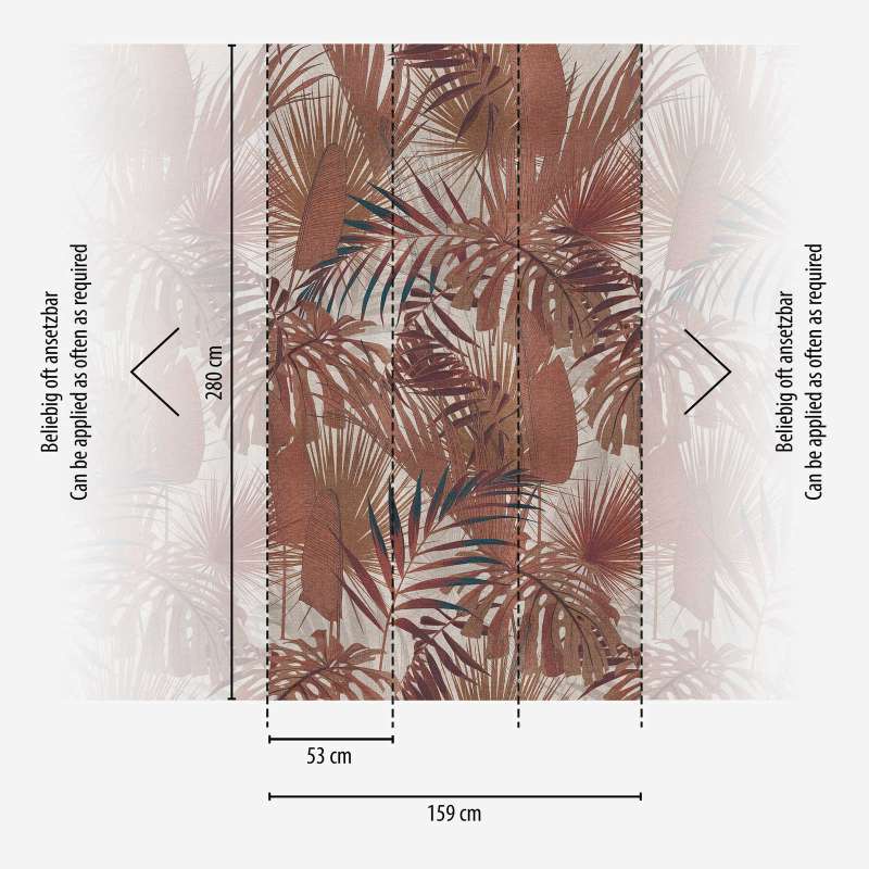 Tapetes ar džungļu lapu motīvu - brūnā krāsā, 1375172 AS Creation