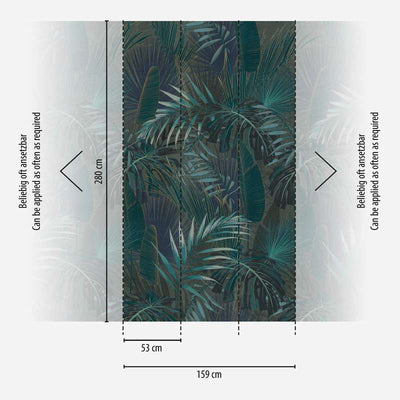Tapeet džunglilehtede motiiviga, tumeroheline, 1375173 AS Creation