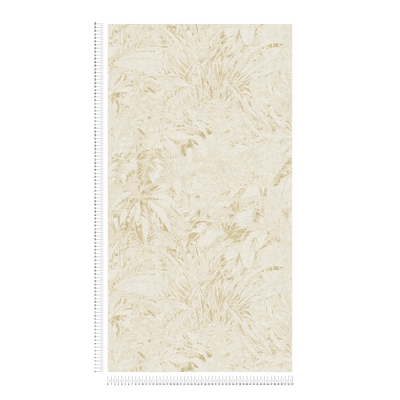 Džiunglių lapų rašto tapetai švelnių spalvų - smėlio, aukso, 1404521 AS Creation
