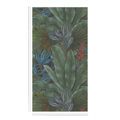 Tapetes ar džungļu lapu rakstu un krāsainiem akcentiem, 1406267 AS Creation