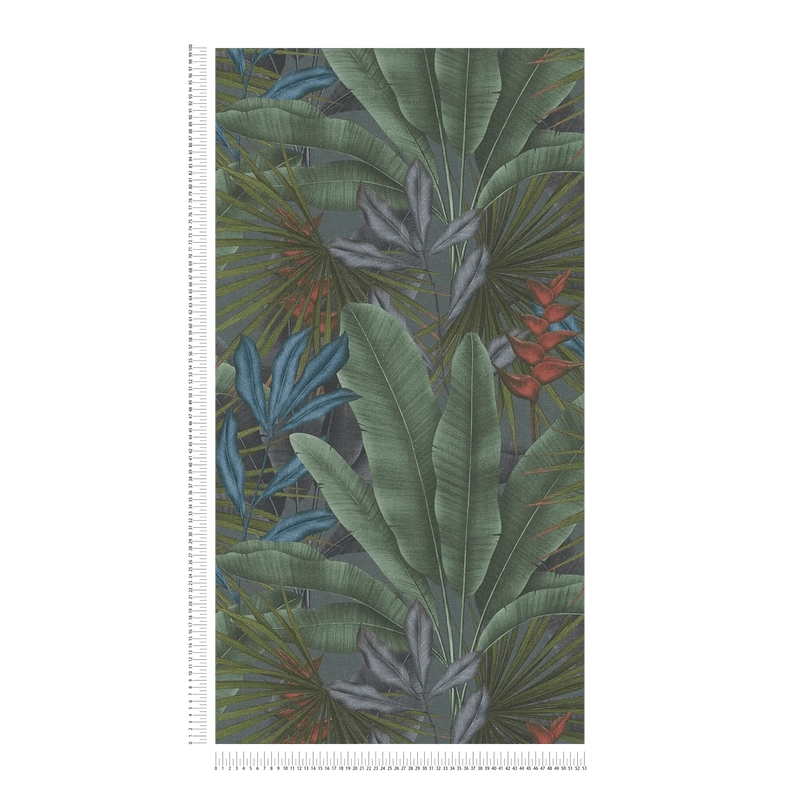 Tapetti, jossa on viidakon lehtikuvio ja värikkäitä aksentteja, 1406267 AS Creation