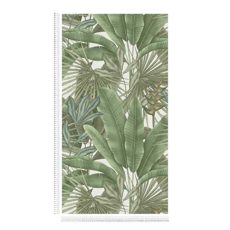 Tapetai su džiunglių lapų raštu ir spalvingais akcentais, žali, 1406270 AS Creation