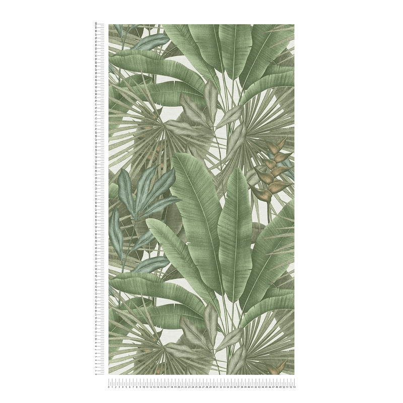 Wallpaper with jungle leaf pattern and colourful accents, green, 1406270 AS Creation