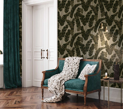 Wallpaper with jungle pattern, beige and black, 1403420 AS Creation