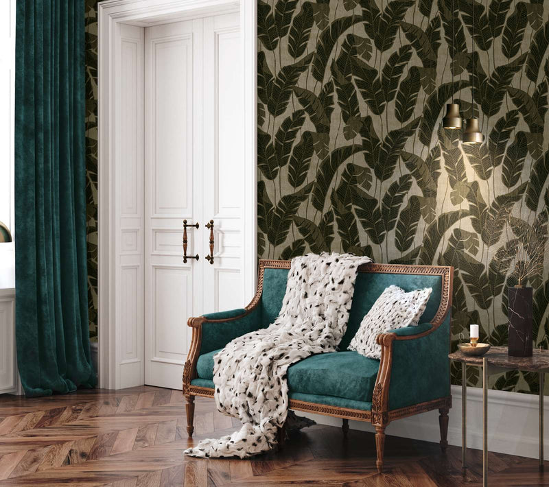 Wallpaper with jungle pattern, beige and black, 1403420 AS Creation