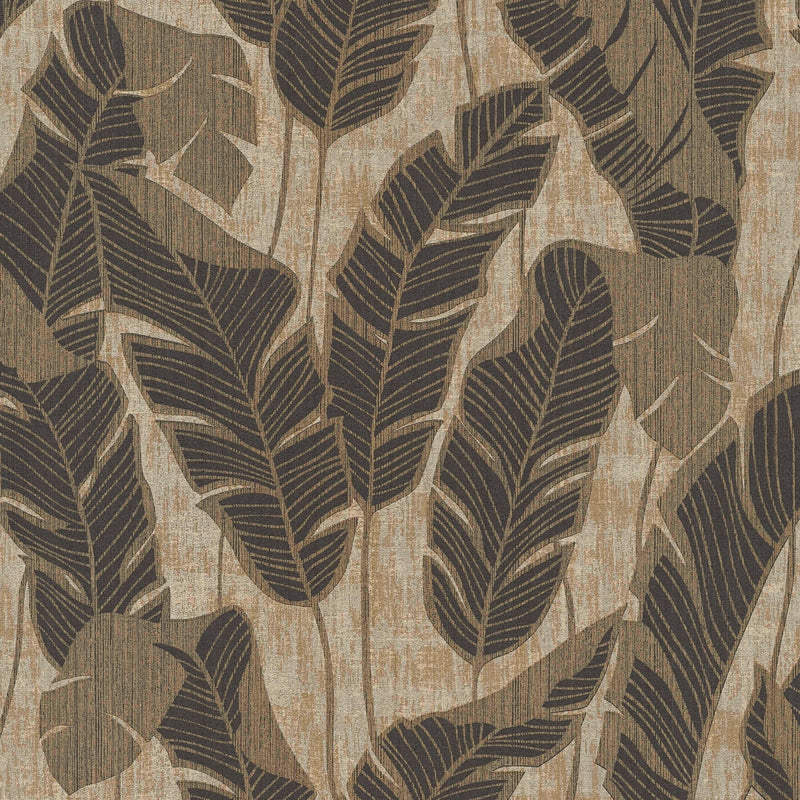 Wallpaper with jungle pattern, beige and black, 1403420 AS Creation