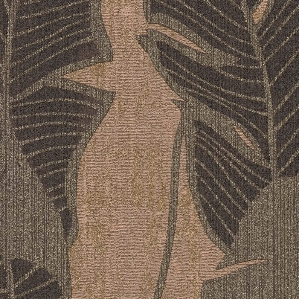 Tapetes ar džungļu rakstu, brūnā un zeltā krāsā, AS Creation 395021 AS Creation